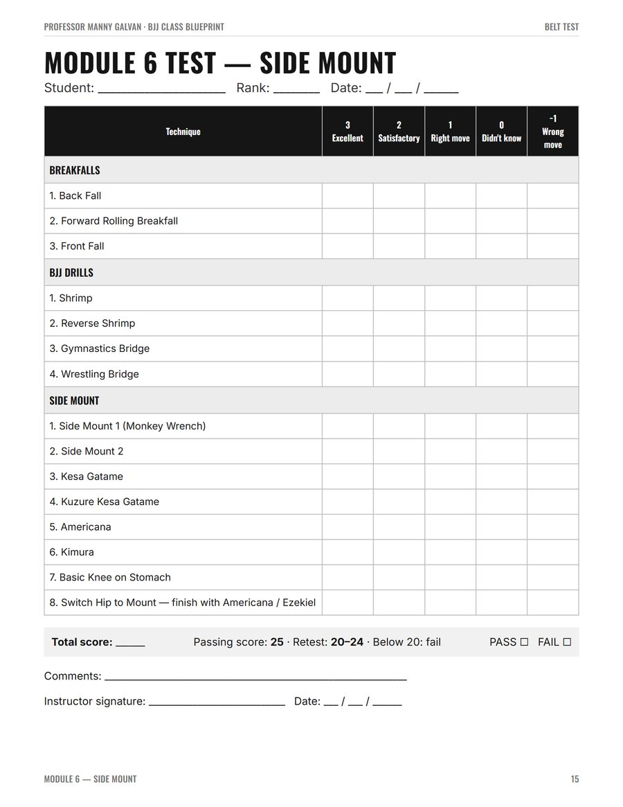 Belt test sheet